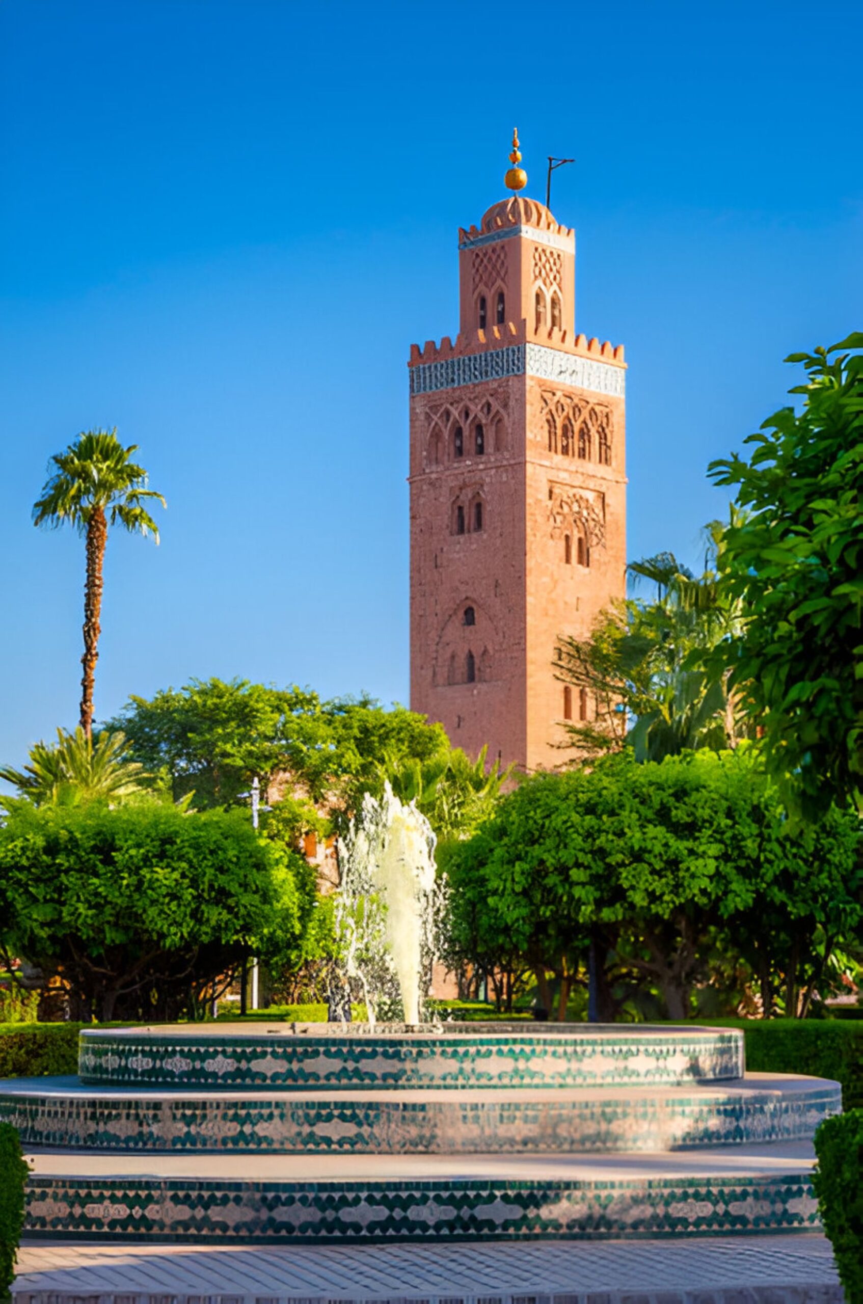 Koutoubia minaret above palm gardens